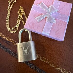 Louis Vuitton Gold Padlock Pendant Necklace (chain is unbranded)